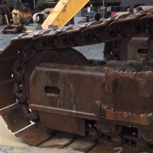 a large metal caterpillar tracks