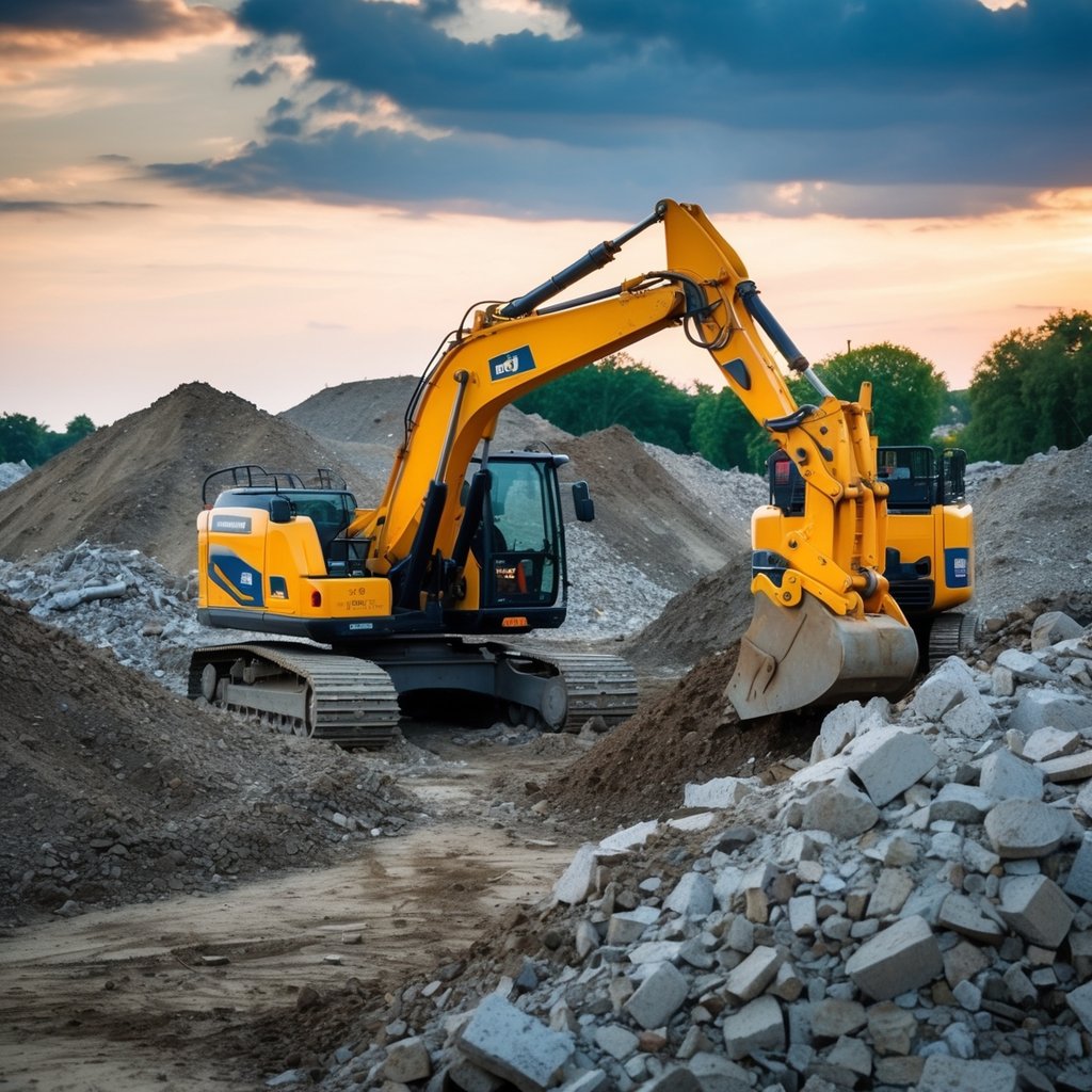 excavators at work
